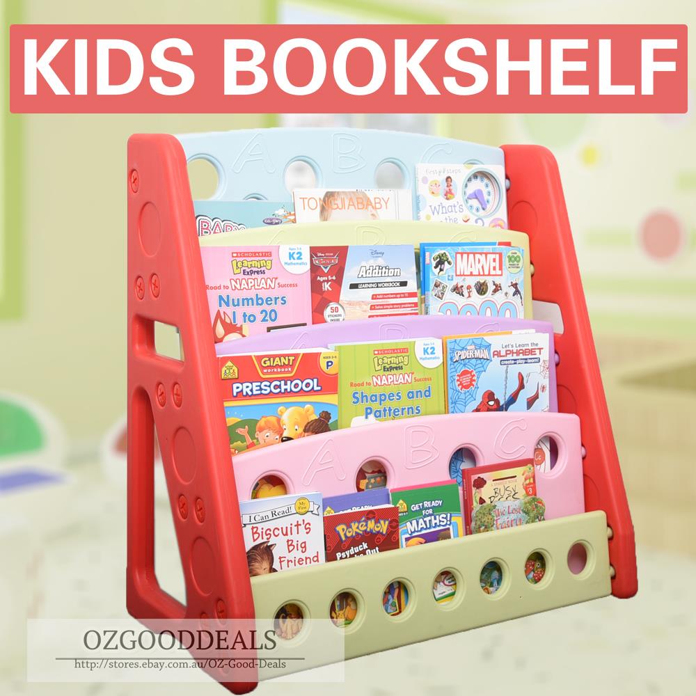 Kids Children Library Study Playroom Colourful Plastic Bookshelf For