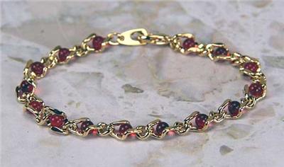 14K Gold EP + RUBY Chain Link Tennis Bracelet
