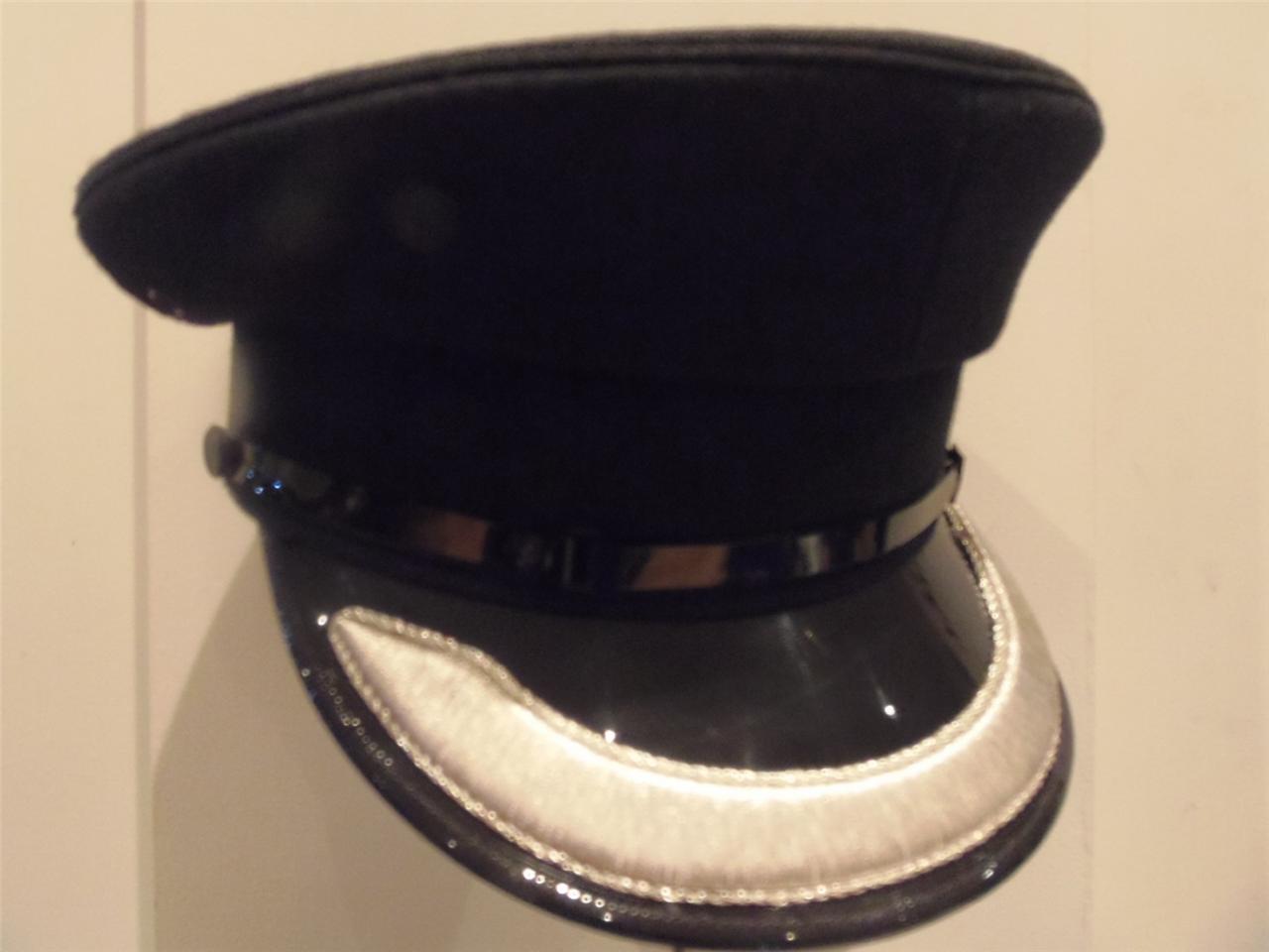 British Police Force Mans Officer Superintendent Black Peaked Cap Hat