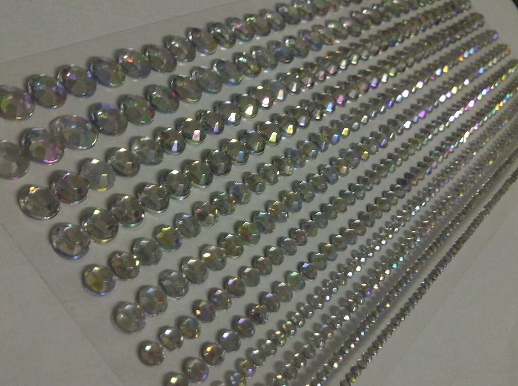 (616pcs)12 AB CLEAR Self Adhesive DIAMANTE Strips Stick On GEMS Diamond