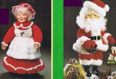 Free Crochet Pattern - Mr. &amp; Mrs. Santa Lapel Pins from the