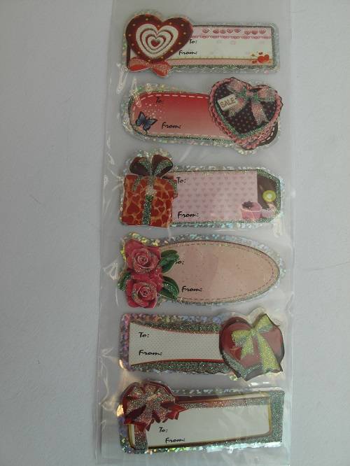 Paquete de 1 x 6 piezas decoupage pegajoso adornos etiquetas de regalo varios diseños - Imagen 6 de 7