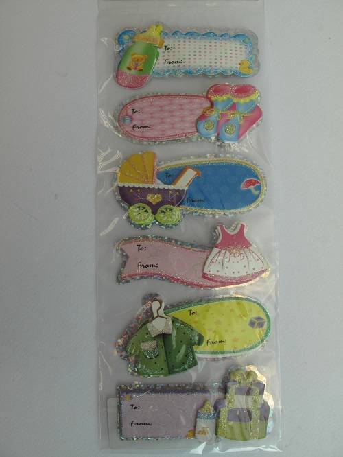 Paquete de 1 x 6 piezas decoupage pegajoso adornos etiquetas de regalo varios diseños - Imagen 5 de 7