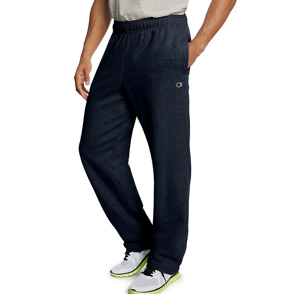 champion men's powerblend open bottom fleece pant