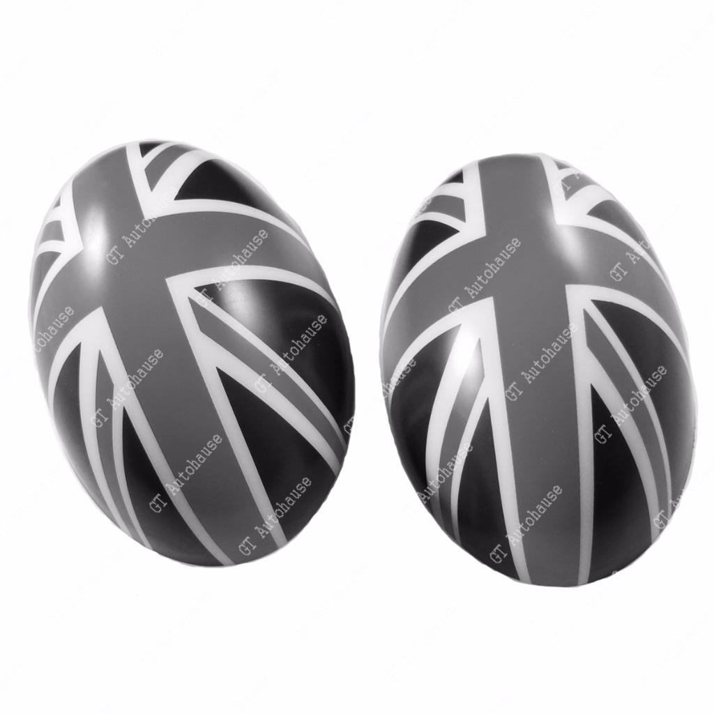 2x Black Union Jack Side Mirror Covers Caps For Mini