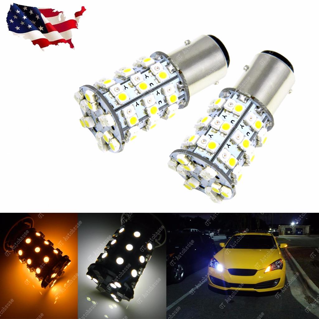 2x 1157 1157A 60SMD Dual Color Switchback LED Turn Signal Parking