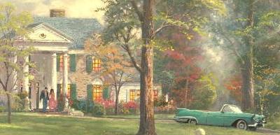 Thomas Kinkade Elvis Presley Graceland Lrg 11x14 Dbl mat Print 8x10image