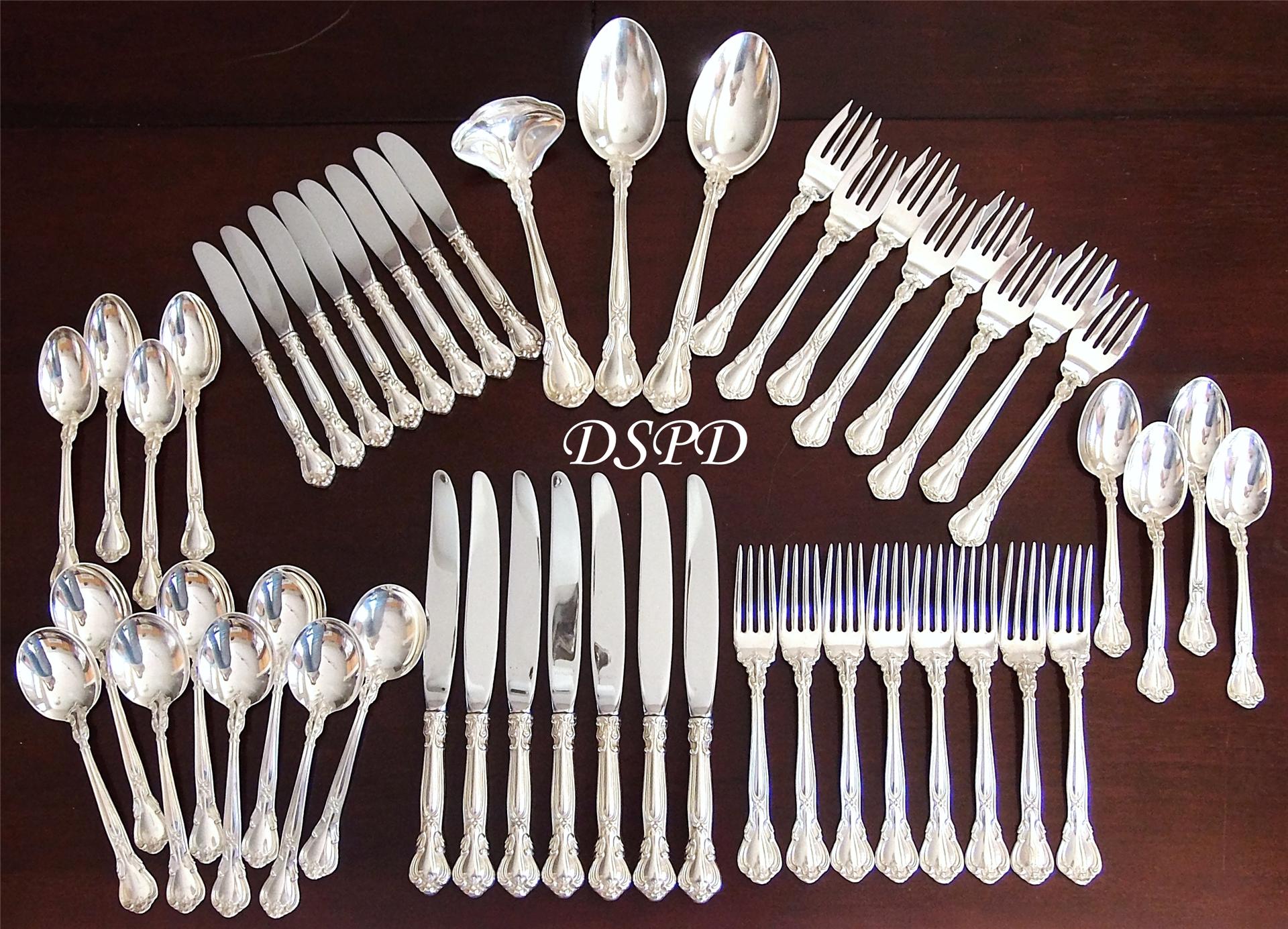 Vintage Gorham Chantilly Sterling Silver Flatware Set 51 Pieces Service