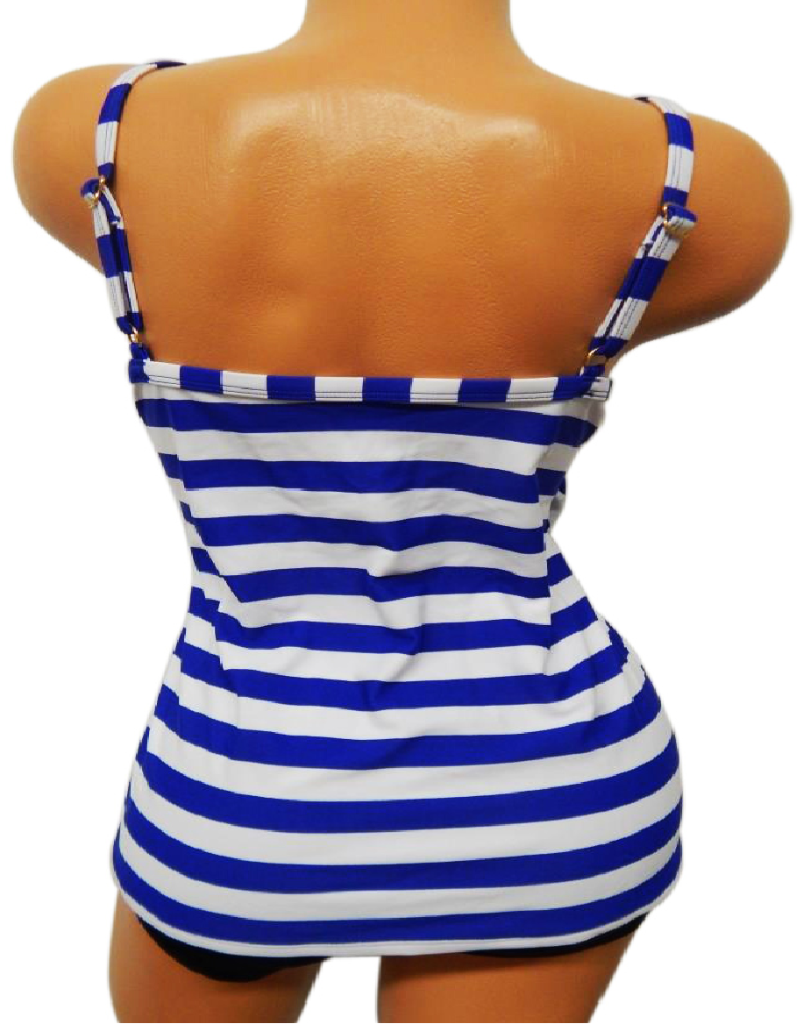 VM SWIMWEAR ROCKABILLY BLUE STRIPED PADDED BUST TANKINI SWIM TOP 3X SZ 22 W eBay