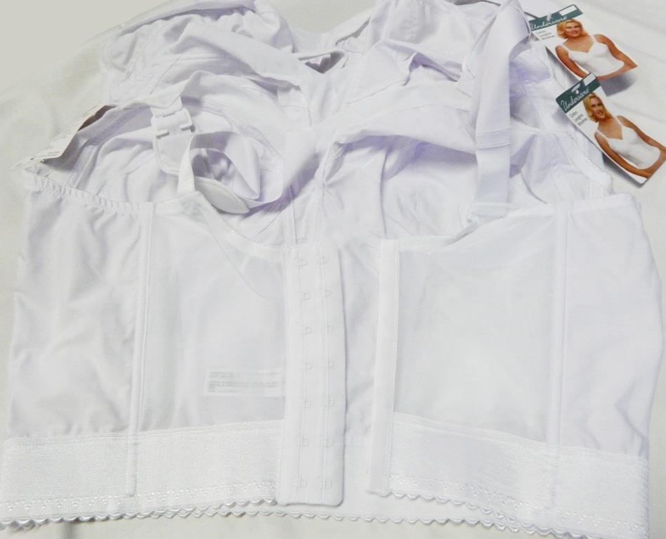 3 LOT JCPenney Underscore WHITE COTTON LONG LINE WIREFREE BACK HOOK BRA