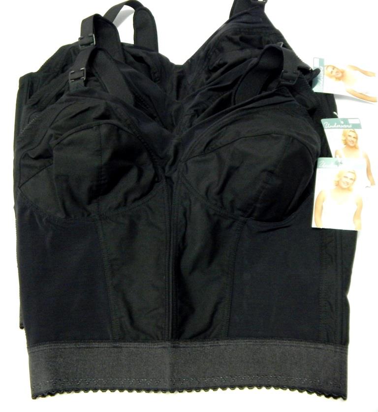 3 LOT JCPenney Underscore BLACK COTTON LONG LINE WIREFREE BACK HOOK BRA
