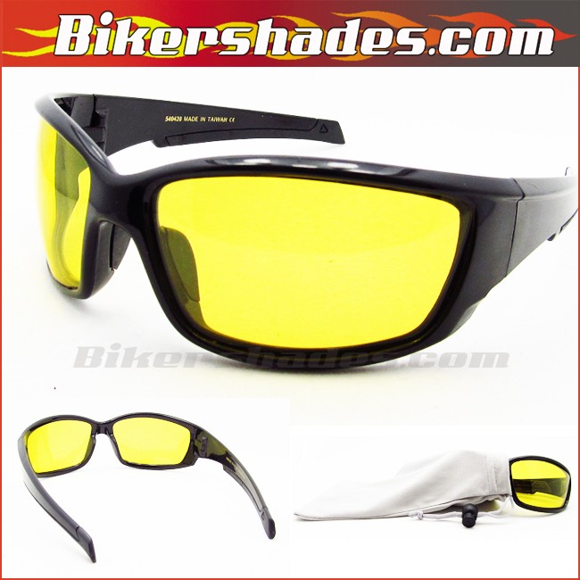 POLARIZED YELLOW lens day night Motorcycle riding Glasses Sunglasses