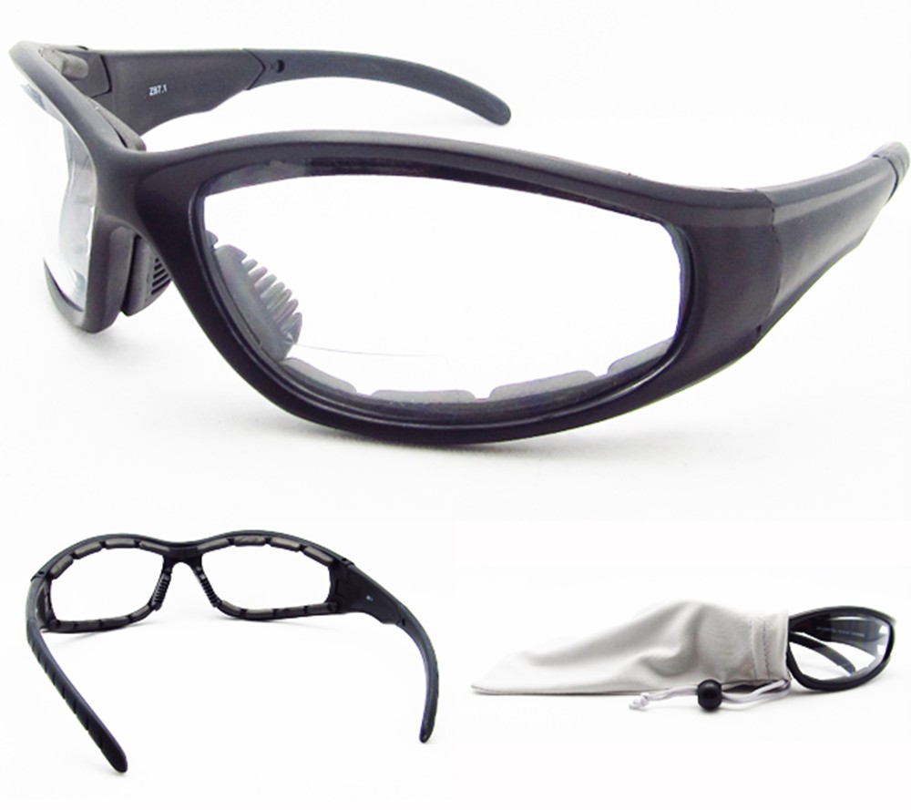 Z87 Bifocal Motorcycle Safety Glasses Clear Night Biker Riding Mens