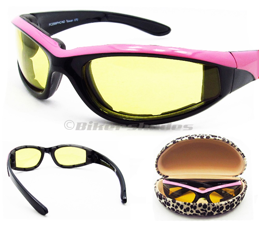 Pink Motorcycle YELLOW Transition Lens Glasses Sunglasses Goggles