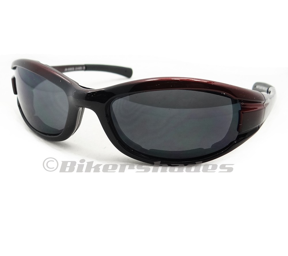 Pink Biker Riding Smoke Lens Motorcycle Sunglasses Foam Padded Women