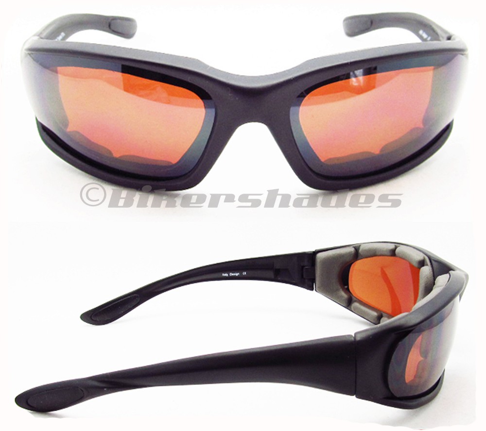 Hd Vision Motorcycle Sun Glasses Foam Cushion Blue Blocker No Wind Goggles Mens Ebay