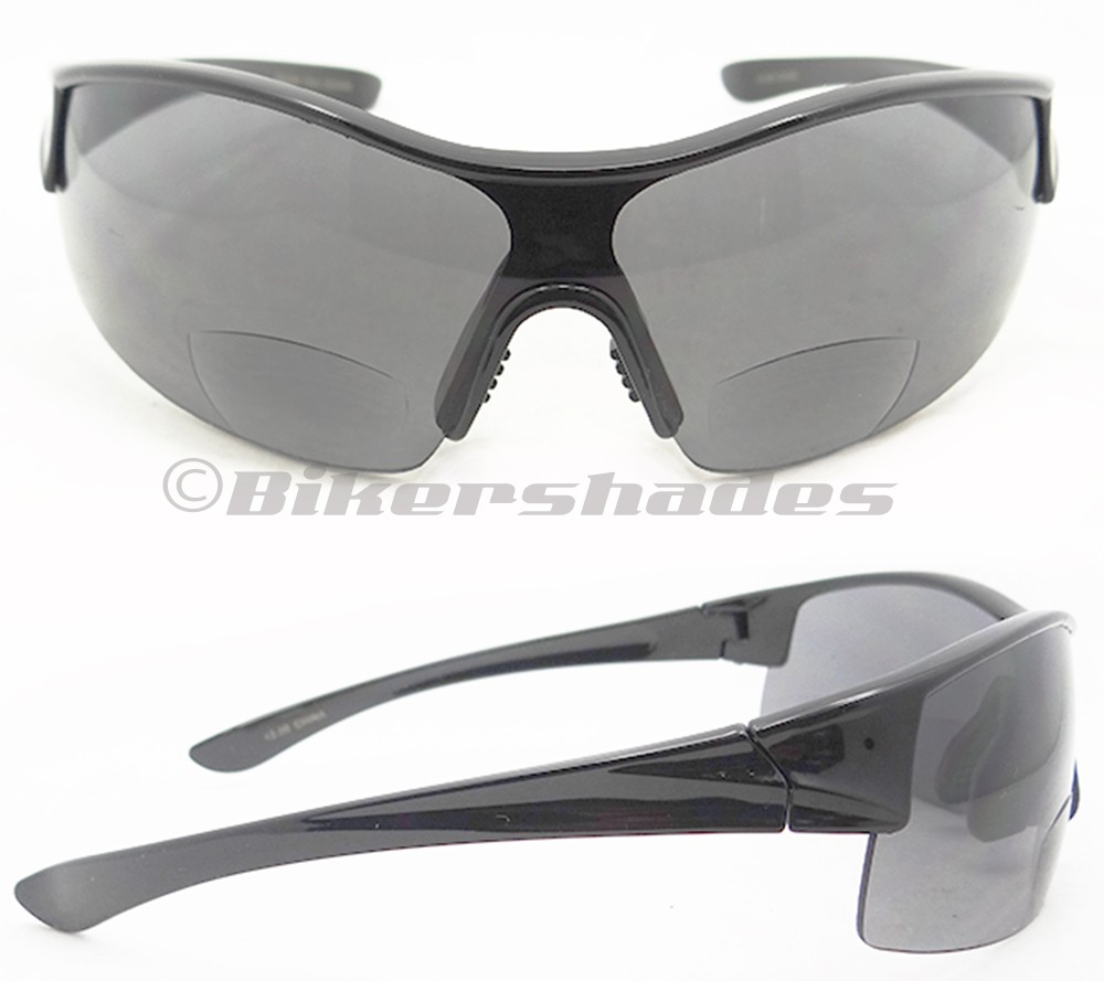 Bifocal Sunglasses Sun Readers Smoke Tint Large Wide Motorcycle Cycling