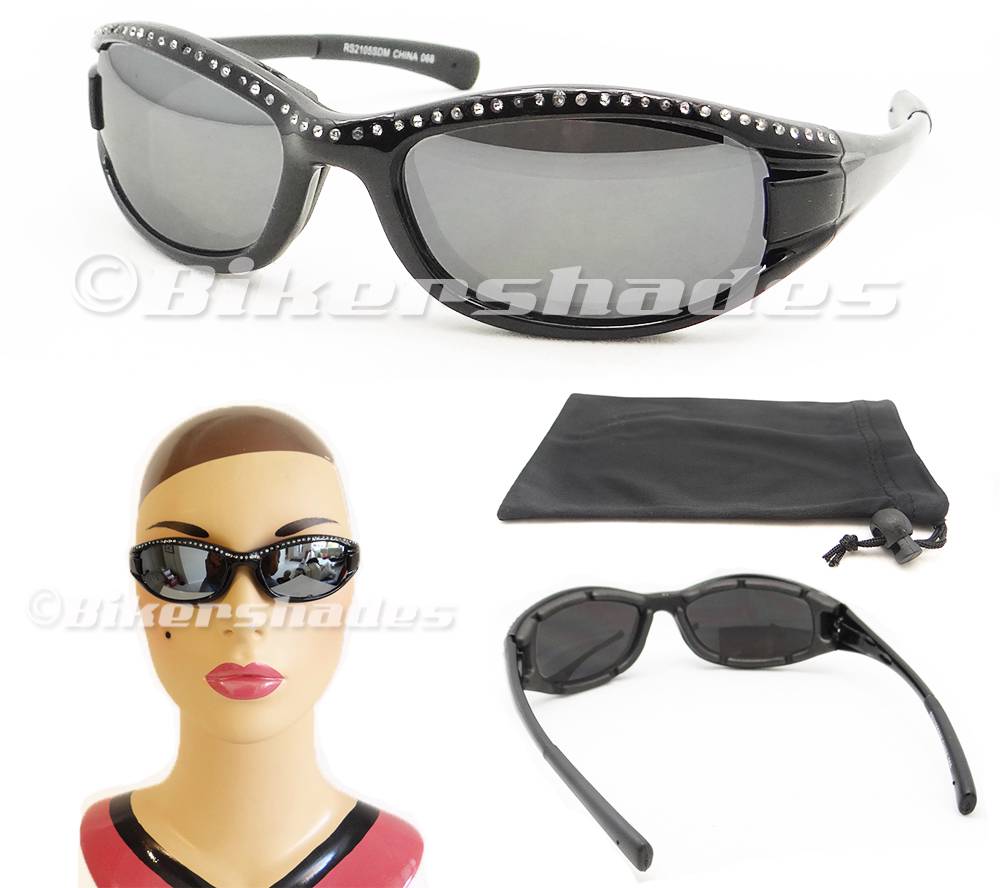 Motorcycle Sunglasses Biker Glasses Goggles Women Girl Rhinestone Small