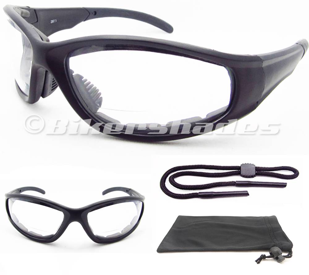 Motorcycle Bifocal Safety Glasses Goggles Z87 Clear Night Riding Large