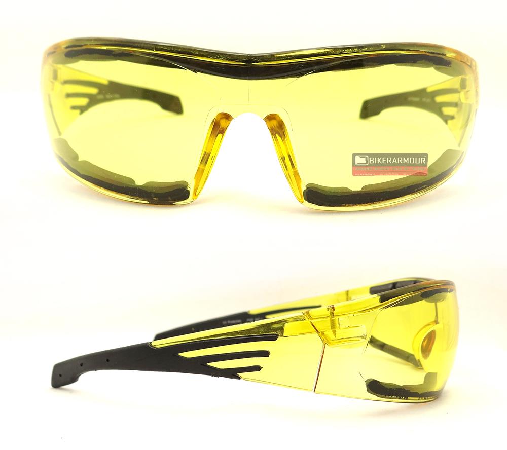 YELLOW Lens Motorcycle Glasses Safety Riding Goggles Night Foam Padded