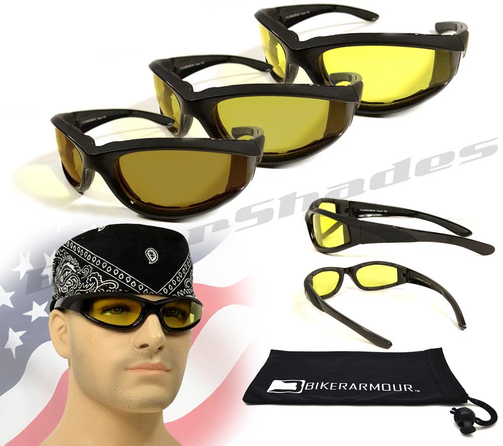 Motorcycle Biker Riding Transition Sunglasses photochromic YELLOW lens