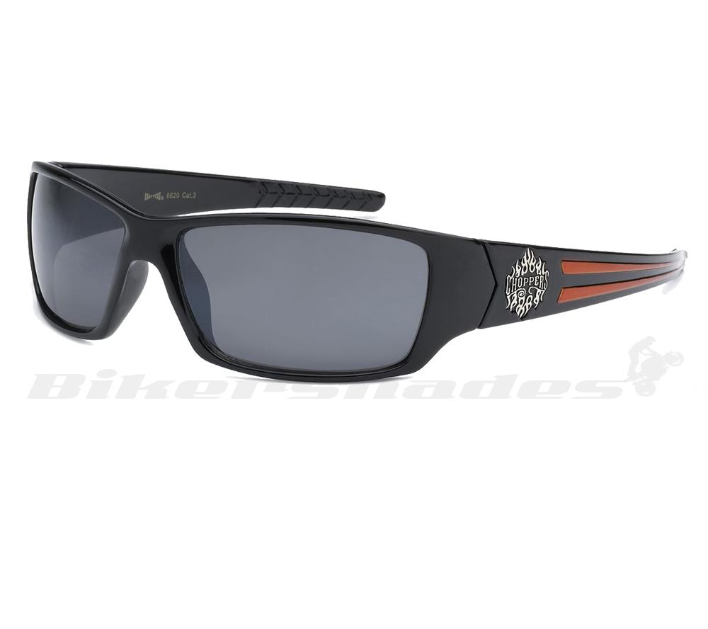 Chopper Sunglasses Motorcycle Gangster Biker Black Super Dark Rectangle Wrap