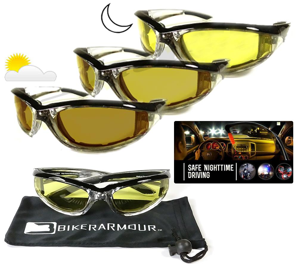 Day Night Transition Lens Motorcycle Glasses Padded Biker Sunglasses