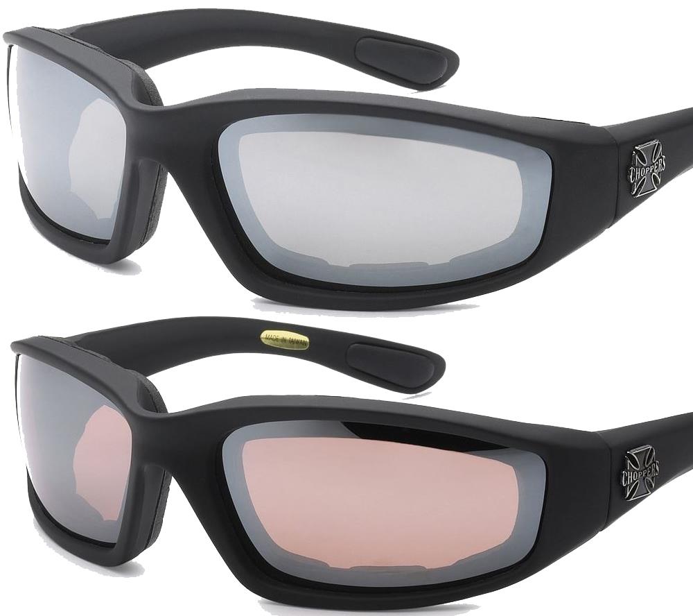 Choppers Motorcycle Sunglasses Foam Padded CLEAR SMOKE HD YELLOW or