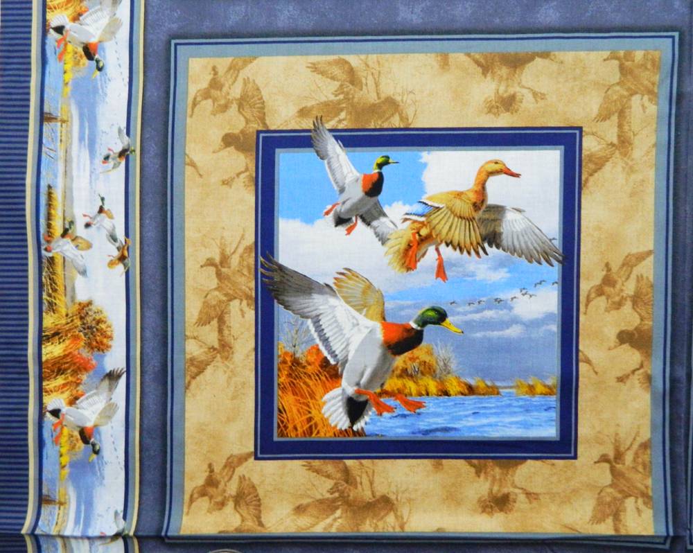 country-quilting-fabric-enchanted-pond-ducks-cushion-panels-45-x-55cm-4-ebay