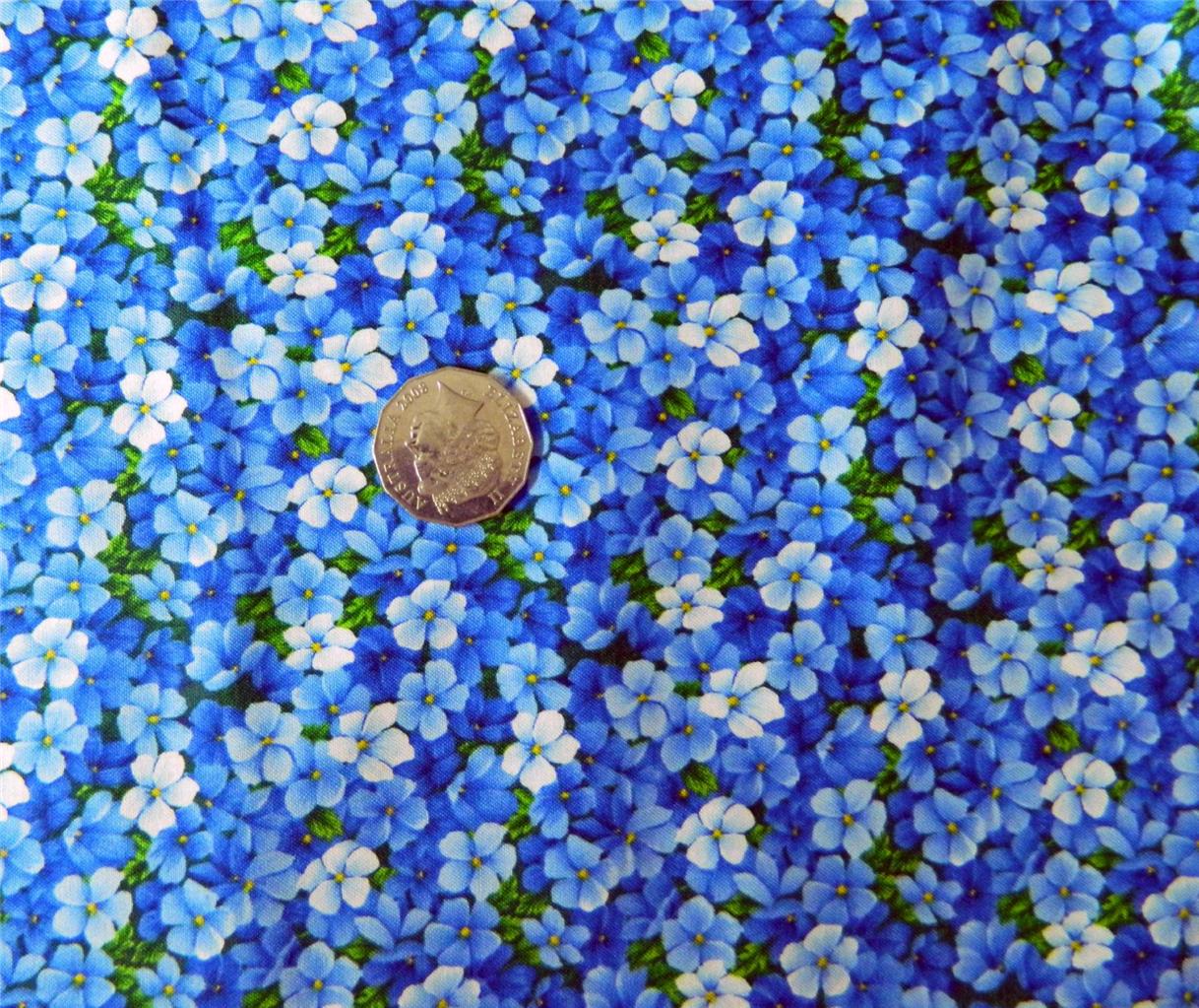 Patchwork Country Quilting Fabric Blue ME Nots Flowers FQ