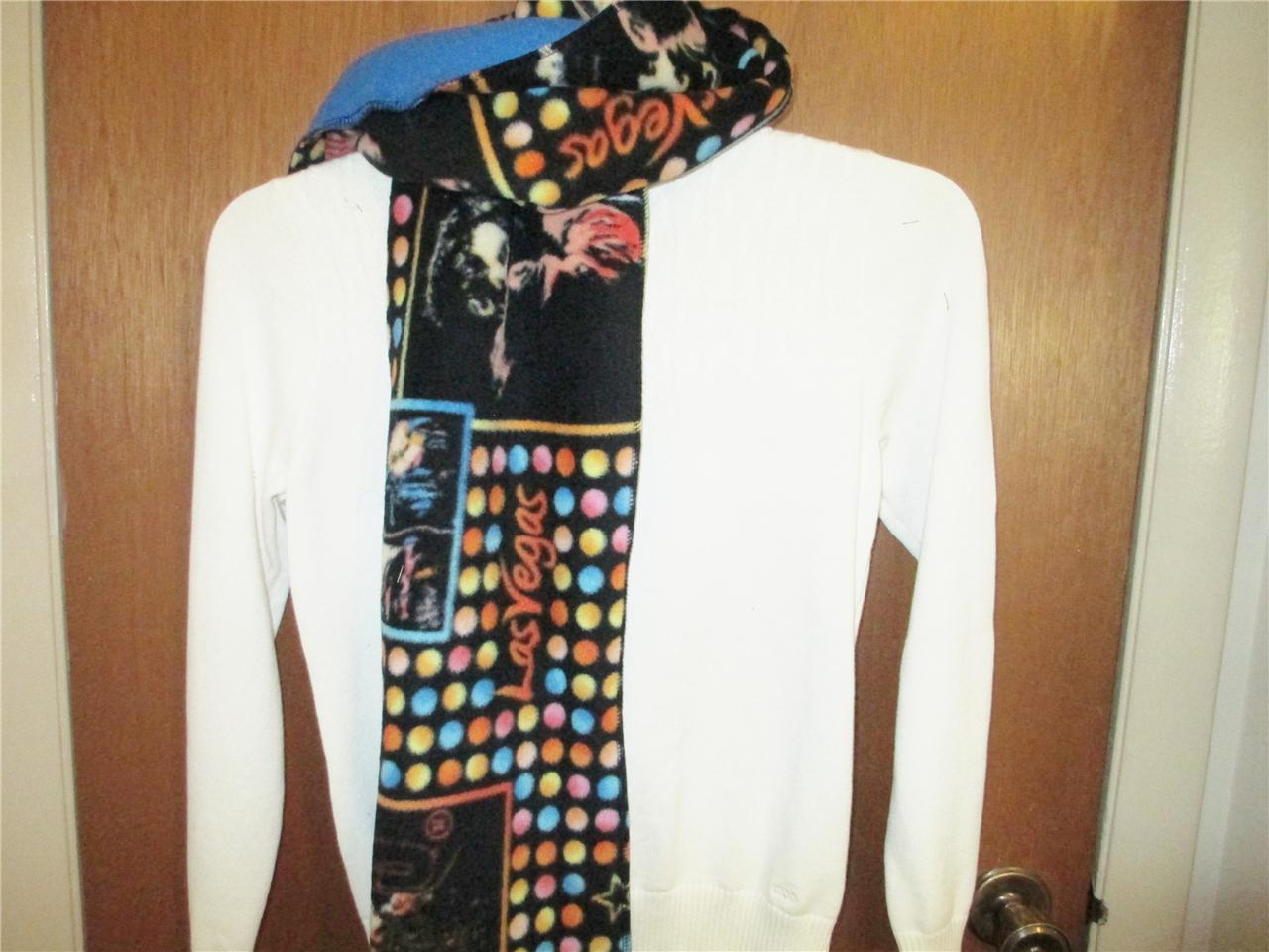 Soft & Warm DOUBLE LAYERED Elvis Presley in Las Vegas Scarf w/Royal