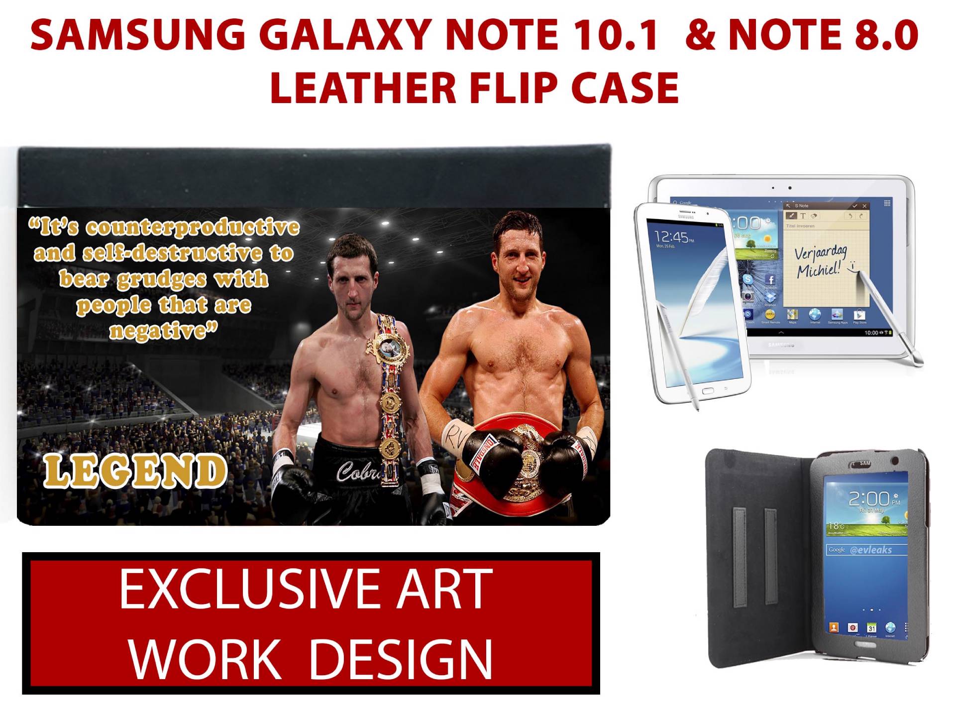 CARL FROCH BOXER LEGEND SAMSUNG GALAXY NOTE LEATHER TABLET CASE - Picture 1 of 1
