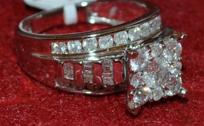  Diamond Wedding Rings on Diamond Wedding Ring Set Engagement 1 61ct Big Look   Ebay