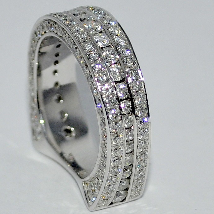 3CT DIAMOND WEDDING RING BAND EUROPEAN SHANK 14K WHITE ...