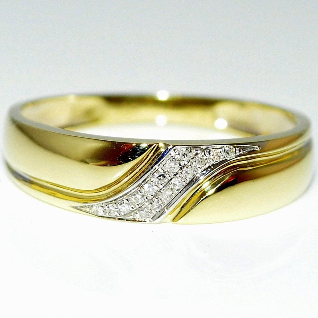 open haard Verplicht Nieuwsgierigheid Real Diamond Mens Wedding Band Ring 10K Gold 0.05ct 5.5mm wide New Two tone