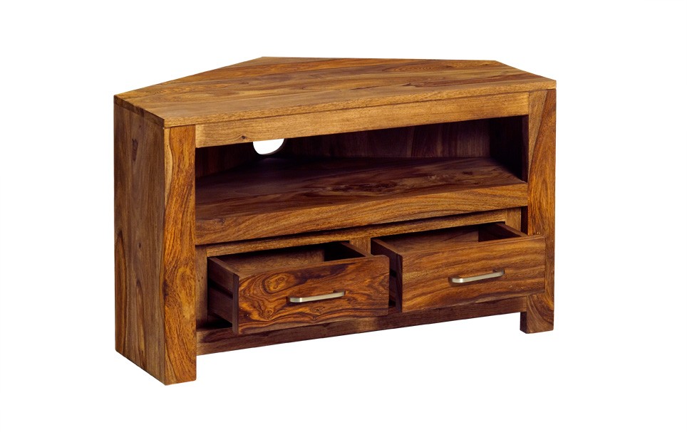 Zen Sheesham Corner Tv Unit Solid Wood Indian Living Room Furniture eBay