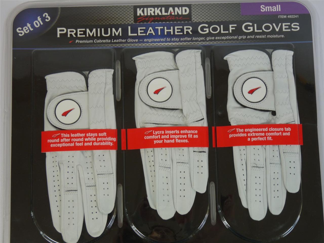NEW KIRKLAND SIGNATURE PREMIUM CABRETTA LEATHER GOLF GLOVES 3 PACK VARIETY