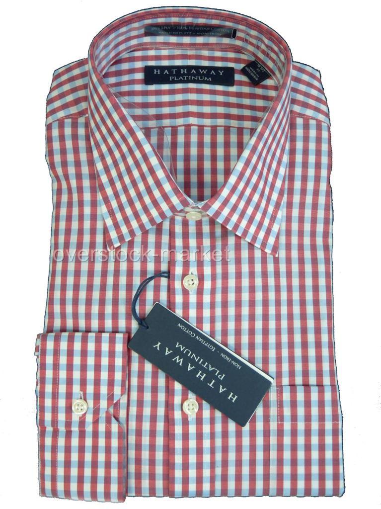 NEW MEN'S HATHAWAY 100 EGYPTIAN COTTON NONIRON DRESS SHIRTS! VARIETY