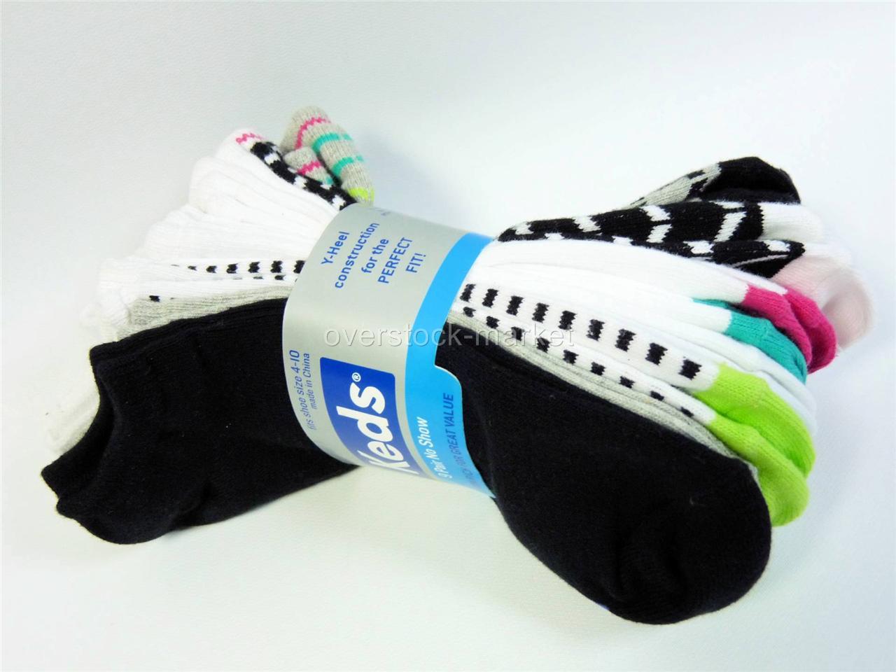 NEW WOMEN'S KEDS NO SHOW SOCKS! 9 PAIR! VARIETY OF COLORS! 25 VALUE