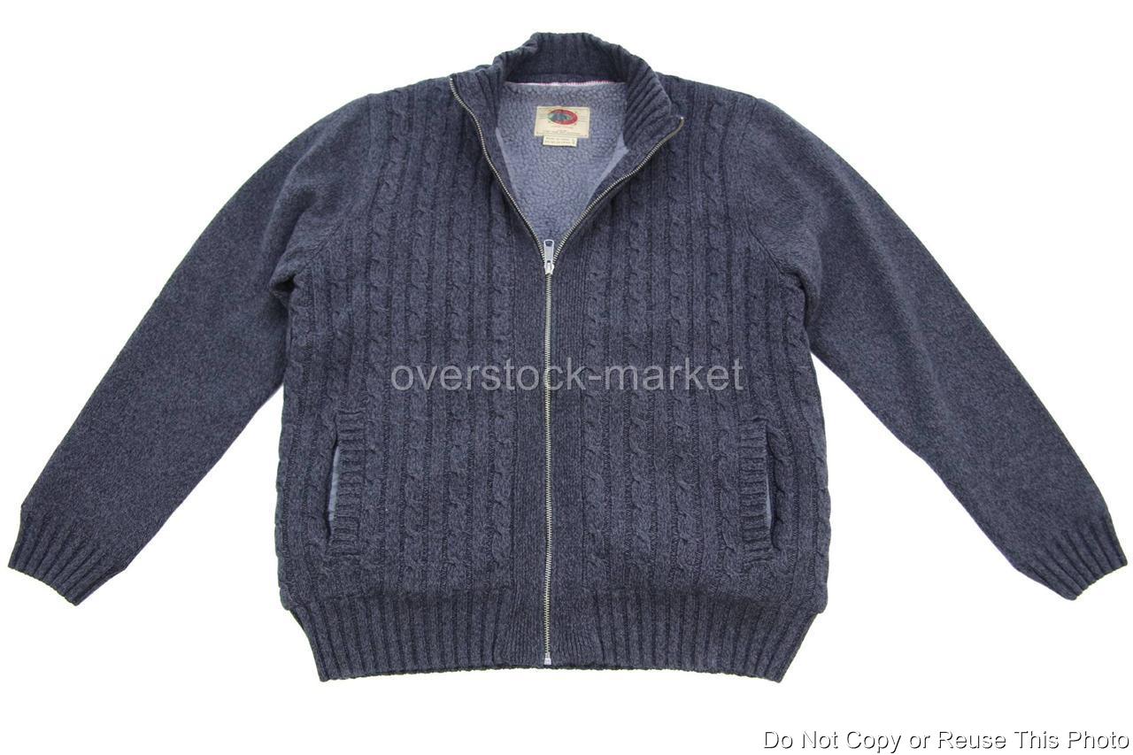 MENSBOSTONTRADERSCOTTONKNITSHERPALINEDFULLZIPCARDIGANSWEATER