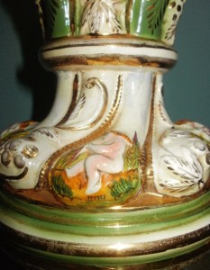 Vintage Capodimonte Porcelain Cherub Lamp Made in Italy
