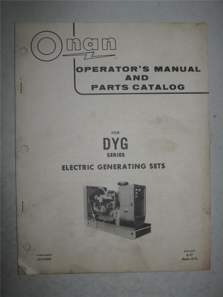 Onan+Engines+for+Miller+Welders Onan DYG Electric Generator Operators Parts Manual Book Catalog OEM ...