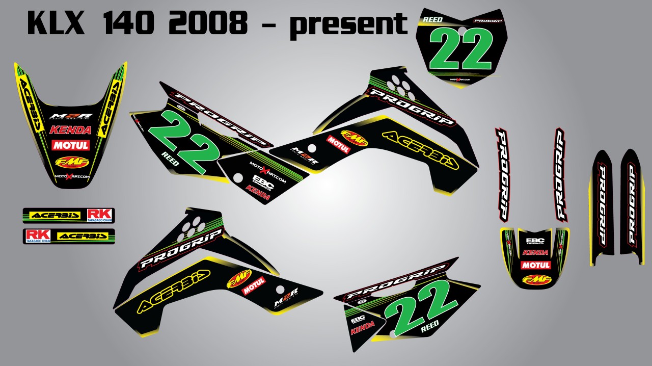 Kawasaki KLX 140 2008 2014 / stickers decals Full custom graphics kit for eBay