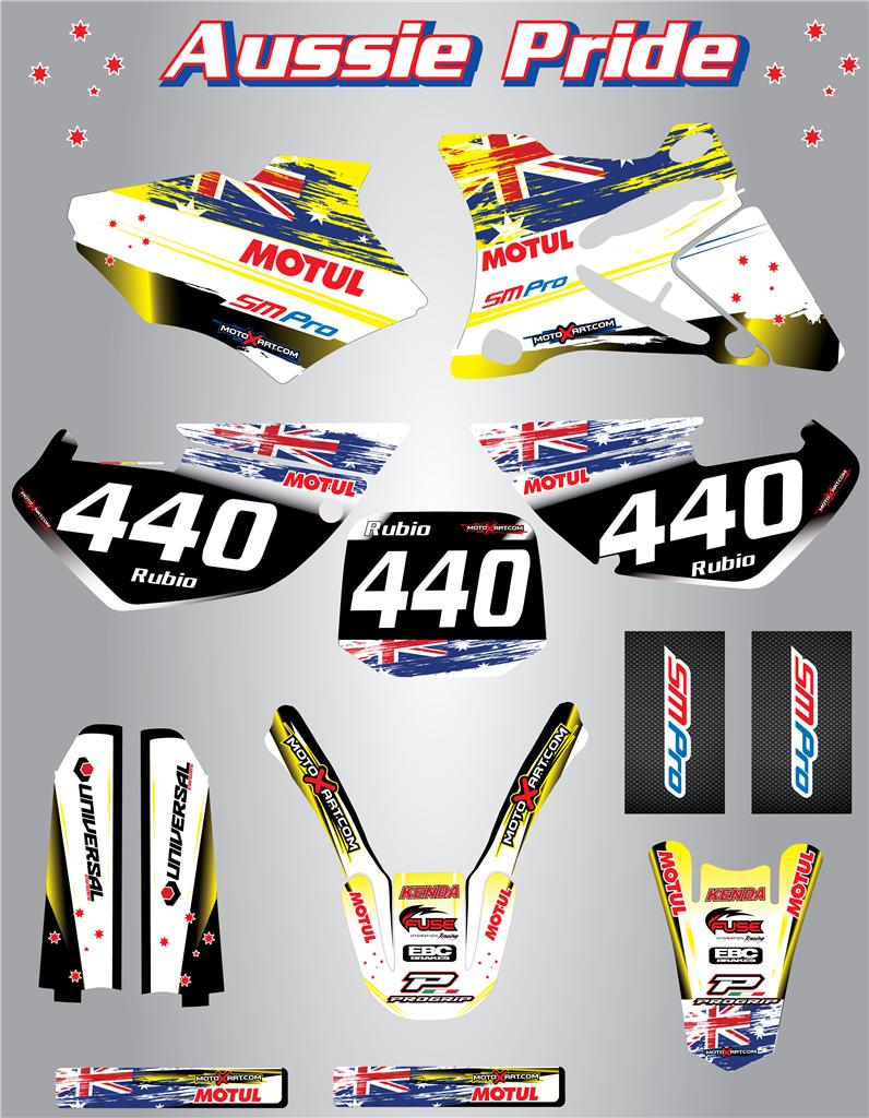 Full Custom Graphic Kit Suzuki RMZ 250 2004-2006 AUSSIE PRIDE