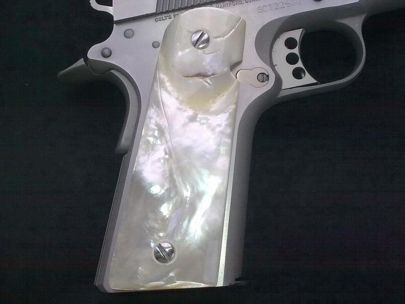 Genuine Mother Of Pearl Grips Fit Colt 1911 And Clonesh 4740