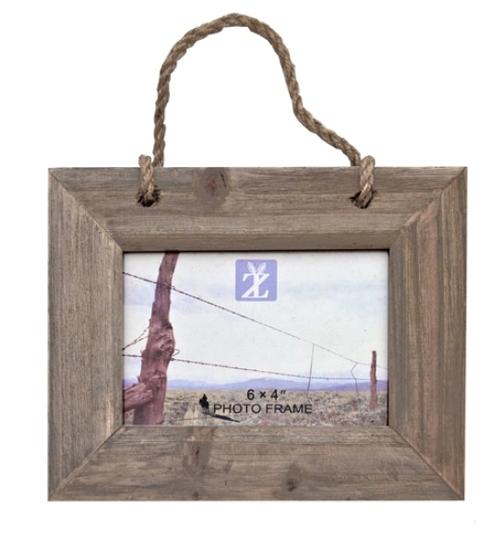 NEW GIFT RUSTIC WOOD & ROPE HANGING PHOTO / PICTURE FRAME 6x4 (4x6) or