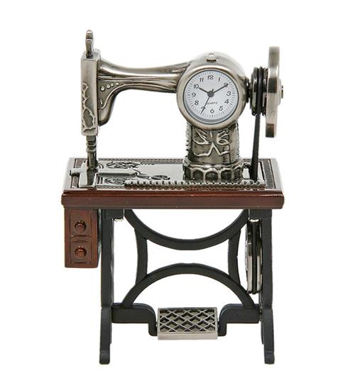 ANTIQUE STYLE SEWING MACHINE STAINLESS STEEL NOVELTY CLOCK VINTAGE