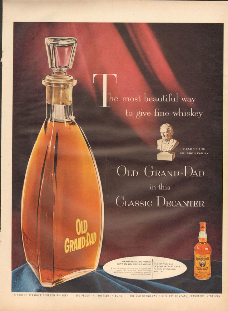 1954 Old Grand Dad Whiskey Vintage Decanter Bottle Print