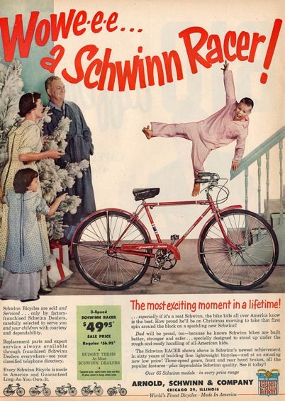 1955 Schwinn Racer 3 Speed Bike Print Ad Ebay