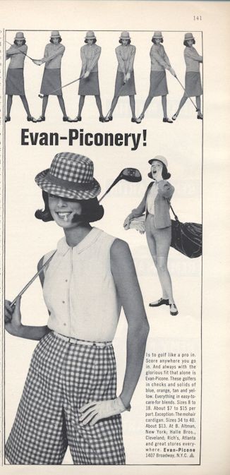 1965 Evan Piconery Vintage Womens Golf Clothes Print Ad